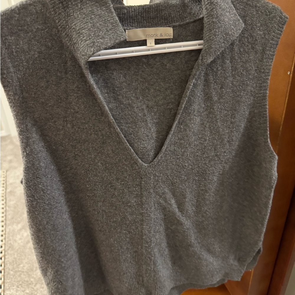 Gray V-Neck Sweater for Women